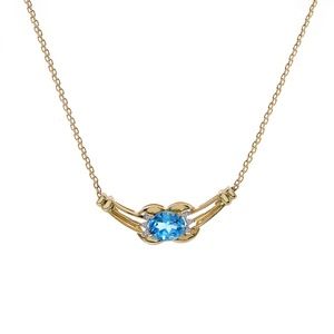 2.06 Ct. tw. Blue Topaz & Diamond Garland Necklace 14K Gold